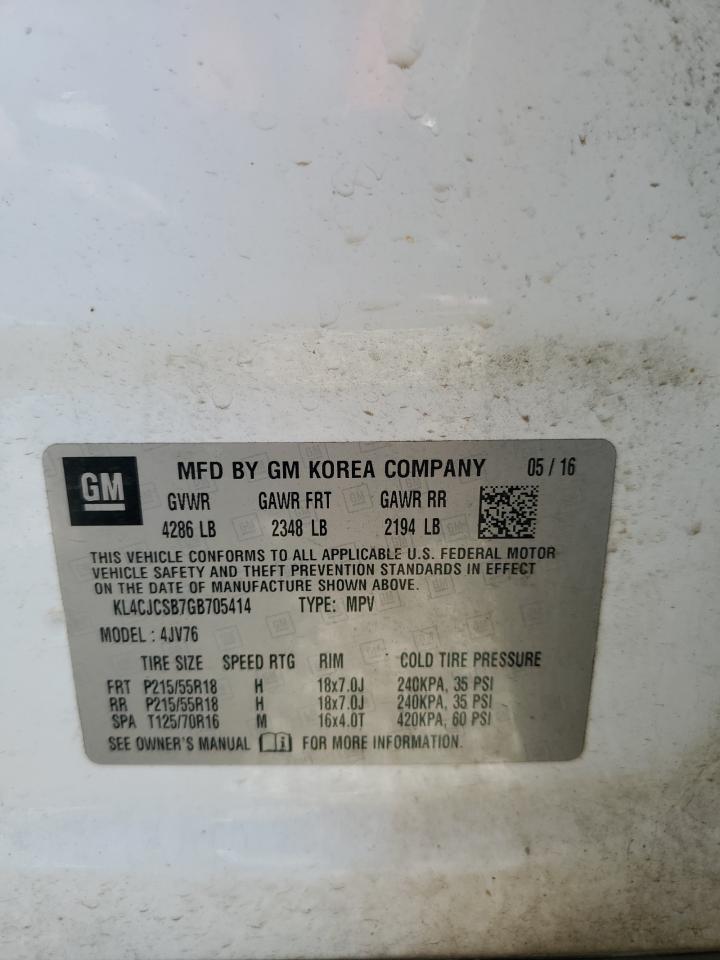 2016 Buick Encore VIN: KL4CJCSB7GB705414 Lot: 84885855