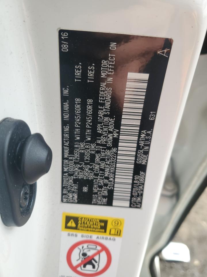 2016 Toyota Highlander Xle VIN: 5TDJKRFHXGS322796 Lot: 84881005