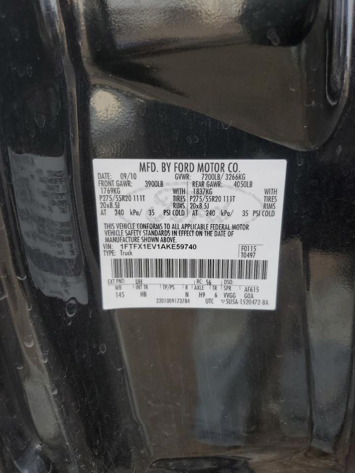 2010 Ford F150 Super Cab VIN: 1FTFX1EV1AKE59740 Lot: 89526055