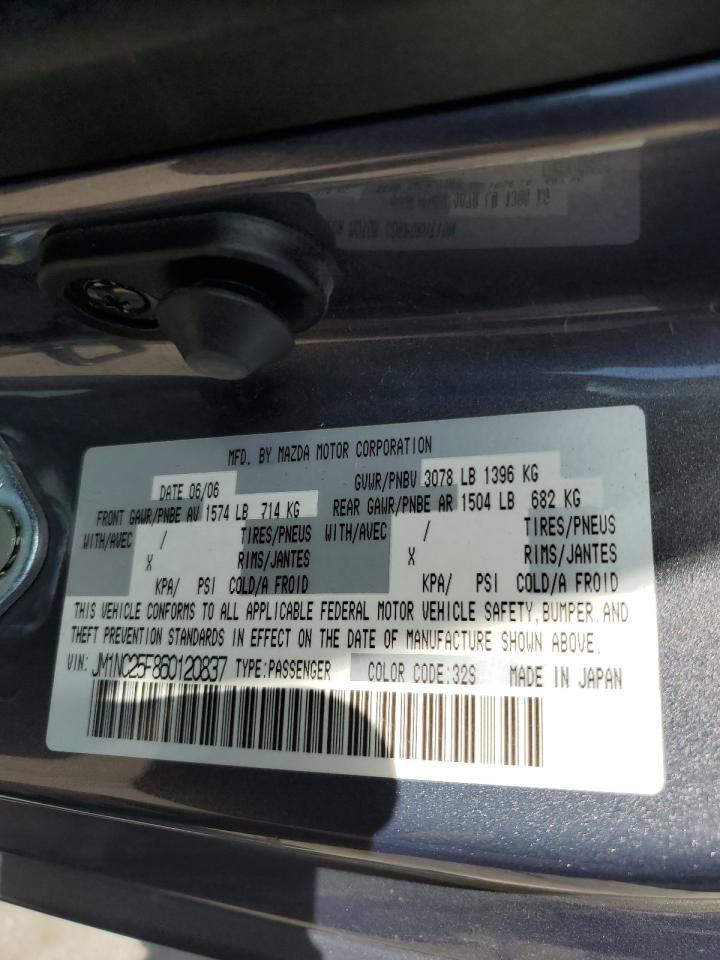 2006 Mazda Mx-5 Miata VIN: JM1NC25F860120837 Lot: 84892945