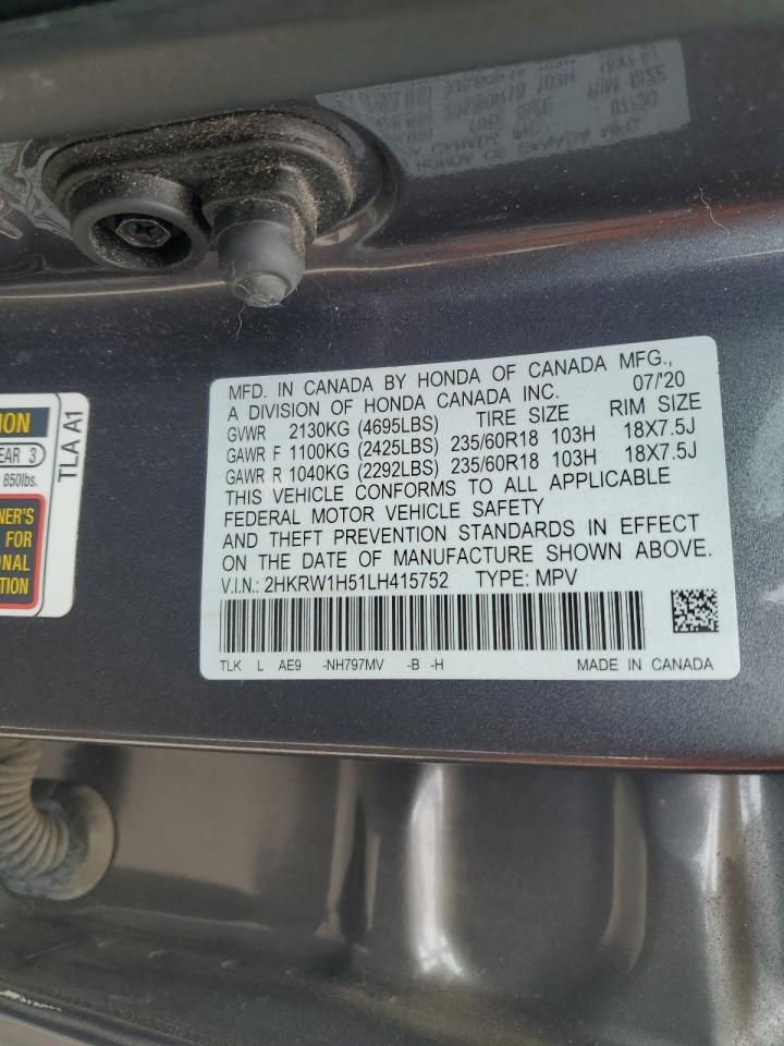 2020 Honda Cr-V Ex VIN: 2HKRW1H51LH415752 Lot: 82244435