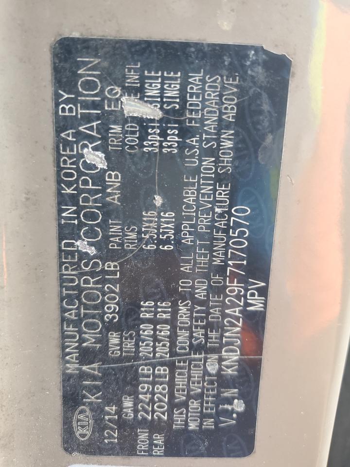 2015 Kia Soul VIN: KNDJN2A29F7170570 Lot: 85097835