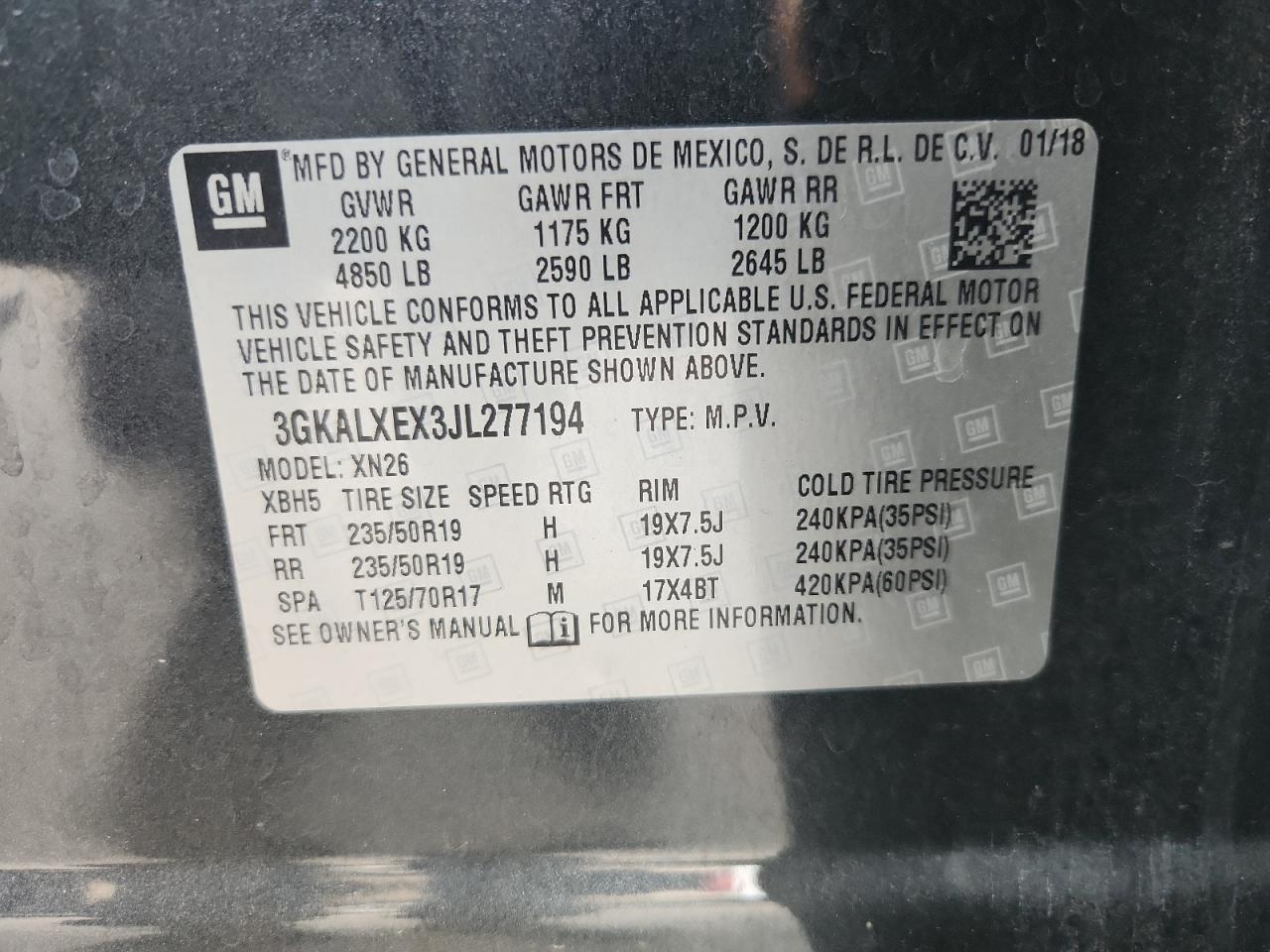 2018 GMC Terrain Denali VIN: 3GKALXEX3JL277194 Lot: 84251855