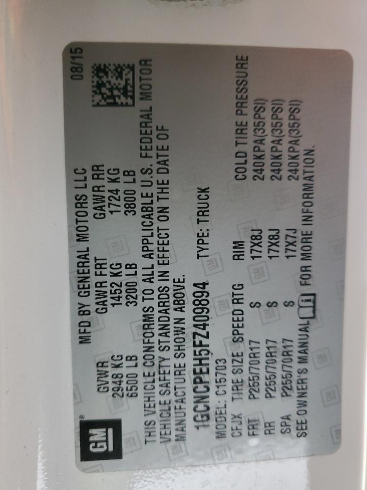 2015 Chevrolet Silverado C1500 VIN: 1GCNCPEH5FZ409894 Lot: 85350435