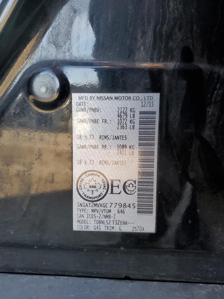 2016 Nissan Rogue S VIN: 5N1AT2MVXGC779845 Lot: 85183045