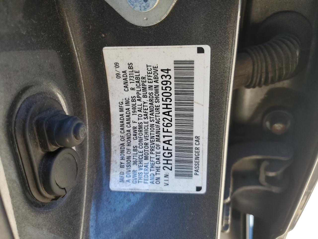 2010 Honda Civic Lx-S VIN: 2HGFA1F62AH505934 Lot: 85353785