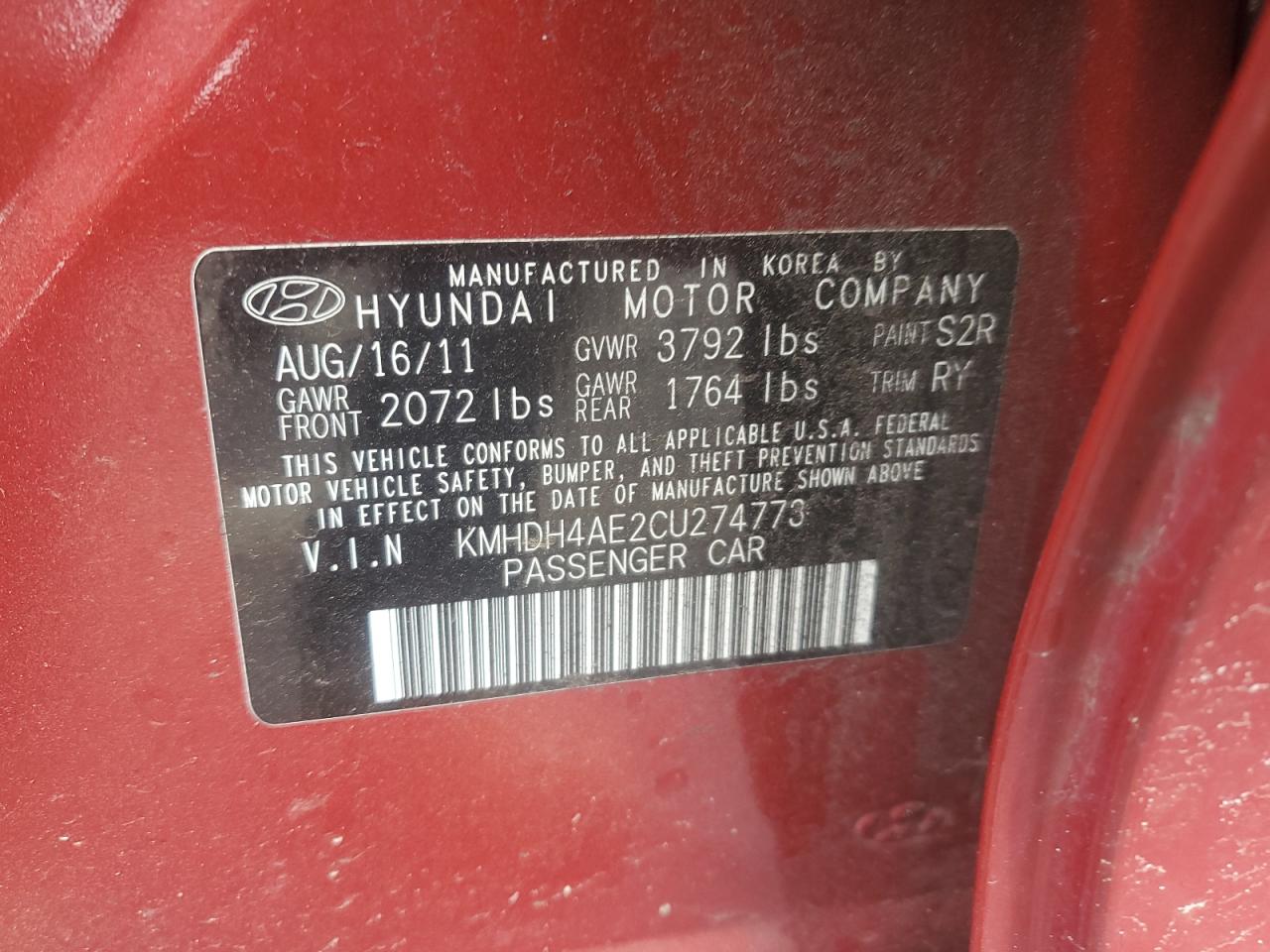 2012 Hyundai Elantra Gls VIN: KMHDH4AE2CU274773 Lot: 86615715