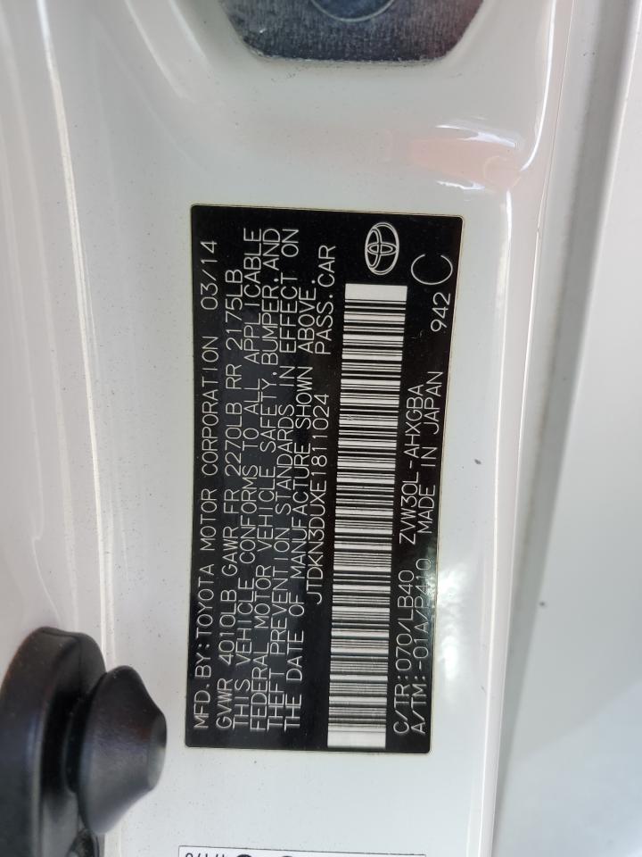 2014 Toyota Prius VIN: JTDKN3DUXE1811024 Lot: 80789395