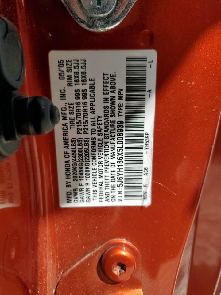 2005 Honda Element Ex VIN: 5J6YH186X5L008939 Lot: 85008665