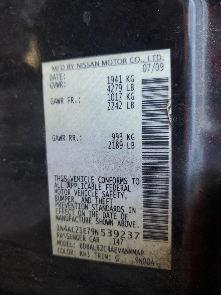 2009 Nissan Altima 2.5 VIN: 1N4AL21E79N539237 Lot: 90412985