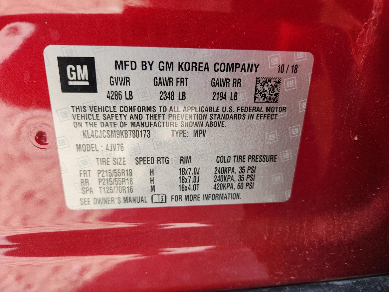 2019 Buick Encore Essence VIN: KL4CJCSM9KB780173 Lot: 82625825