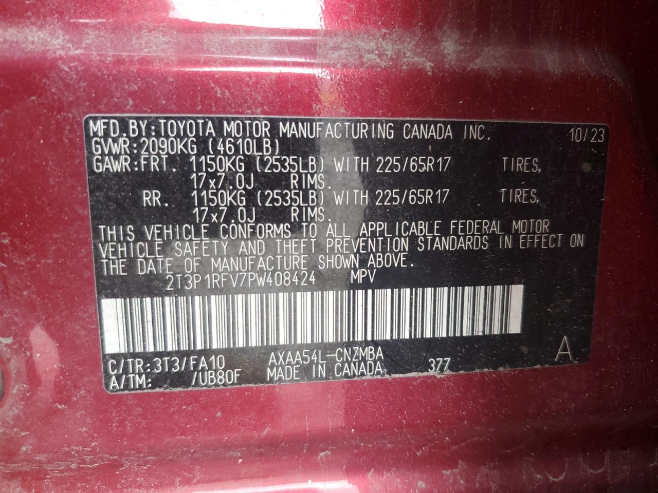 2023 Toyota Rav4 Xle VIN: 2T3P1RFV7PW408424 Lot: 85553595