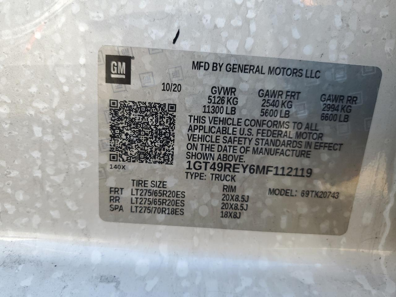 2021 GMC Sierra K2500 Denali VIN: 1GT49REY6MF112119 Lot: 90089445