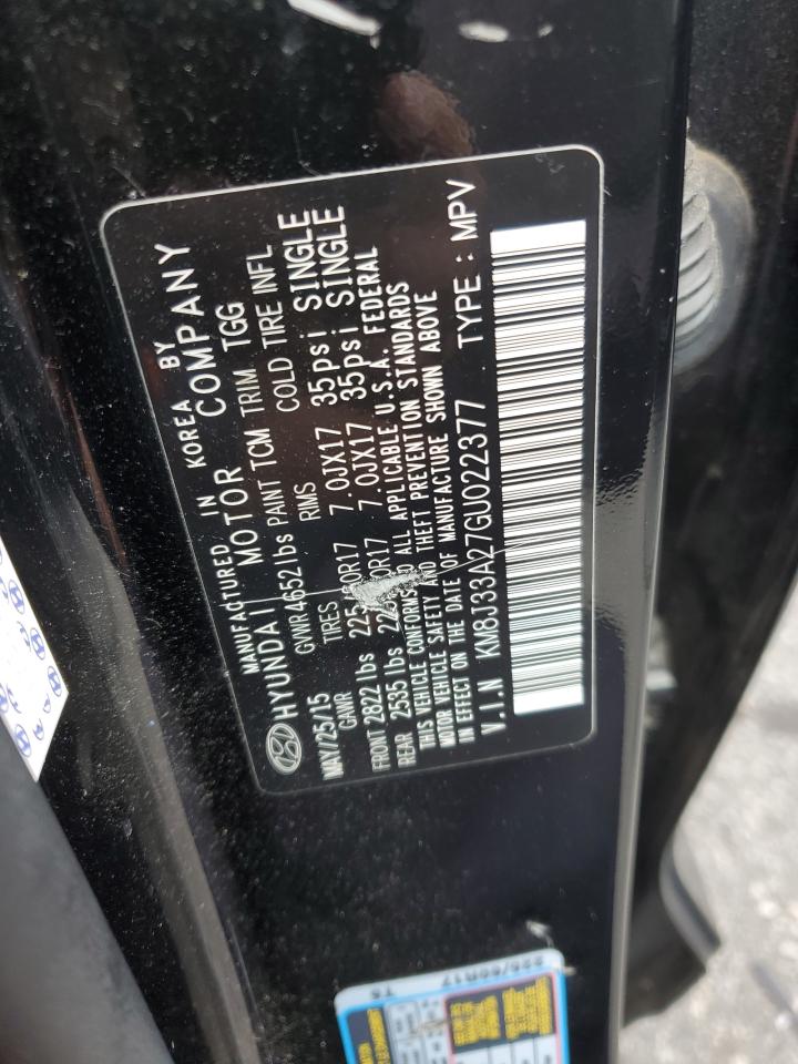 2016 Hyundai Tucson Limited VIN: KM8J33A27GU022377 Lot: 85886865