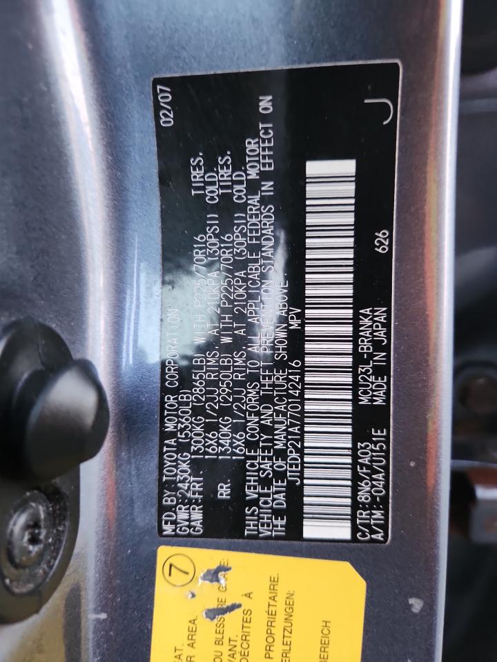 2007 Toyota Highlander Sport VIN: JTEDP21A770142416 Lot: 89523145