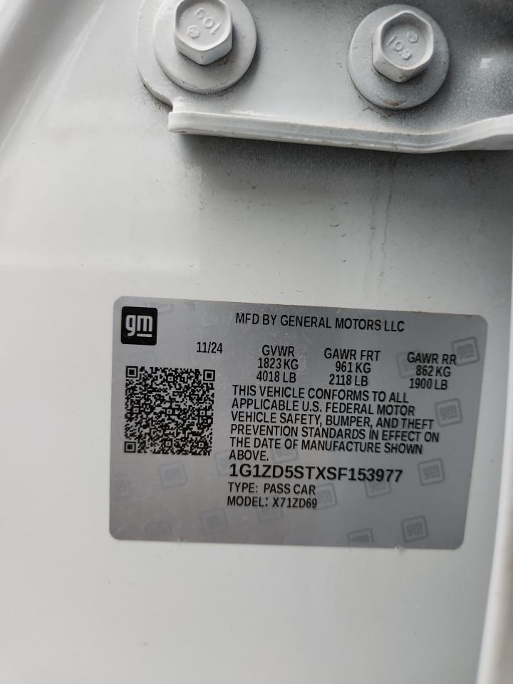 2025 Chevrolet Malibu Lt VIN: 1G1ZD5STXSF153977 Lot: 86098815