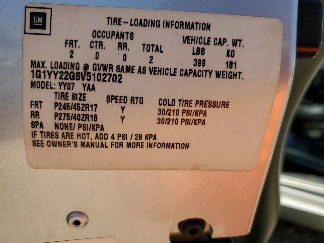 1997 Chevrolet Corvette VIN: 1G1YY22G8V5102702 Lot: 84074365