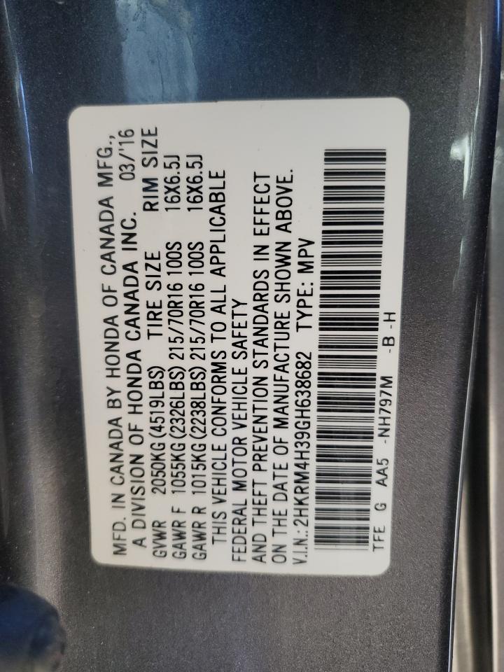 2016 Honda Cr-V Lx VIN: 2HKRM4H39GH638682 Lot: 82715085