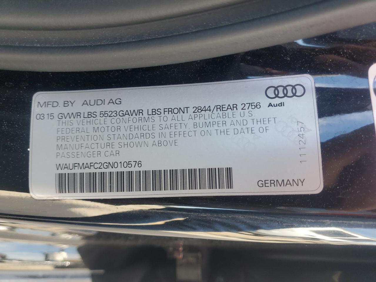 2016 Audi A6 Premium Plus VIN: WAUFMAFC2GN010576 Lot: 84753495