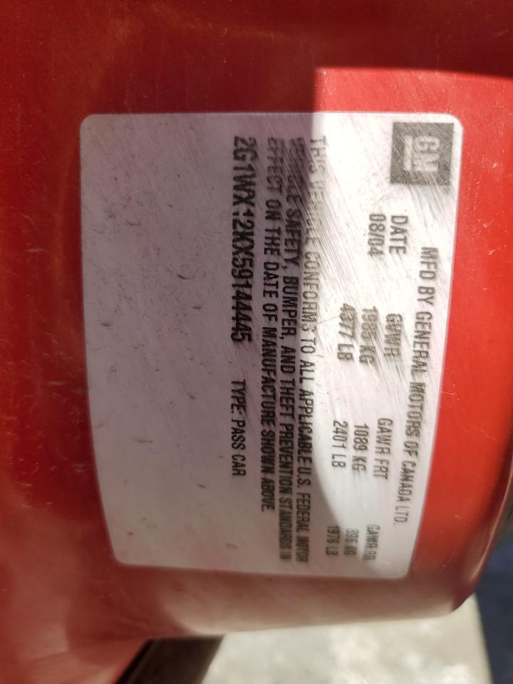 2005 Chevrolet Monte Carlo Lt VIN: 2G1WX12KX59144445 Lot: 82506225