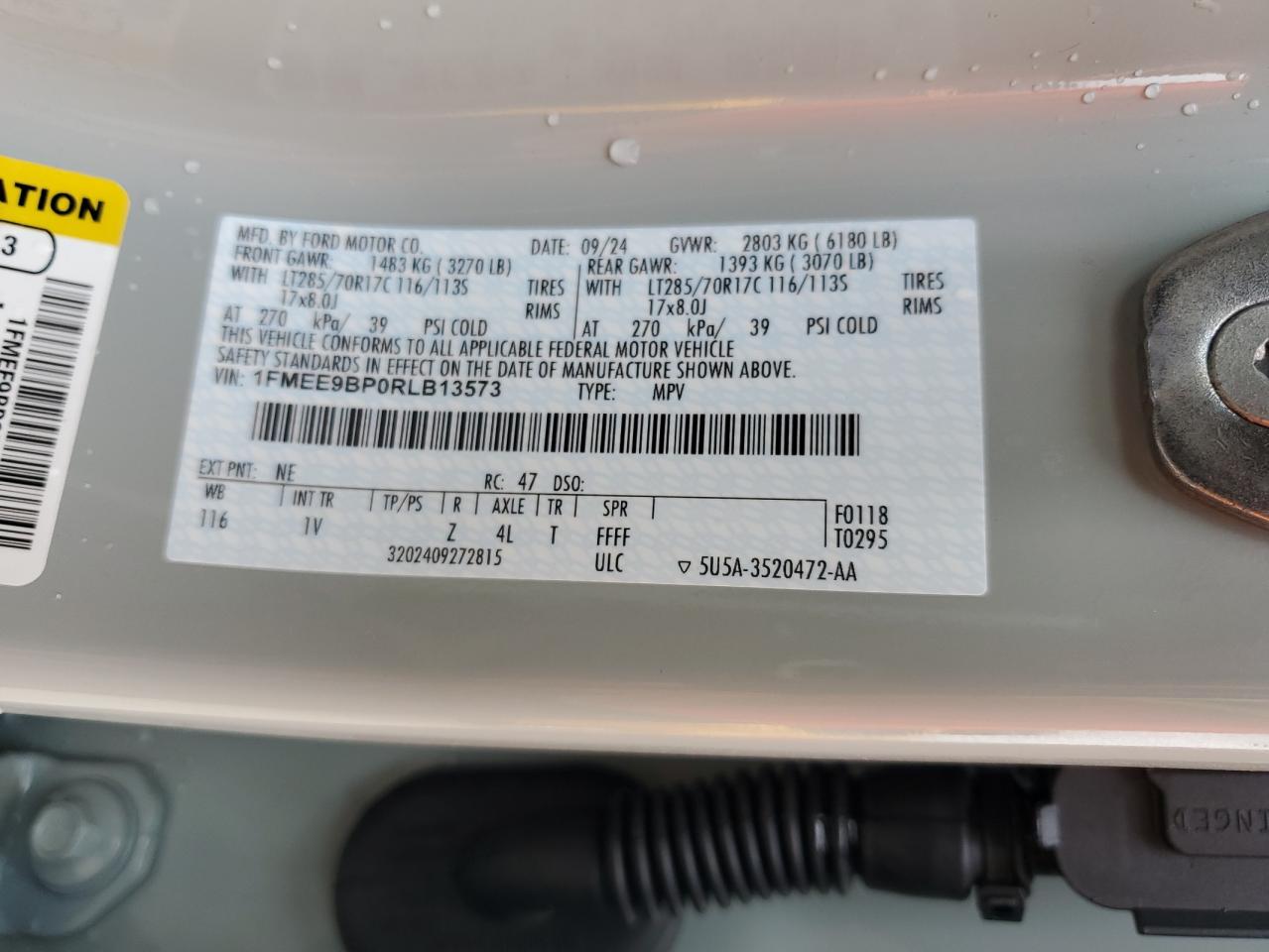 2024 Ford Bronco Badlands VIN: 1FMEE9BP0RLB13573 Lot: 89613175