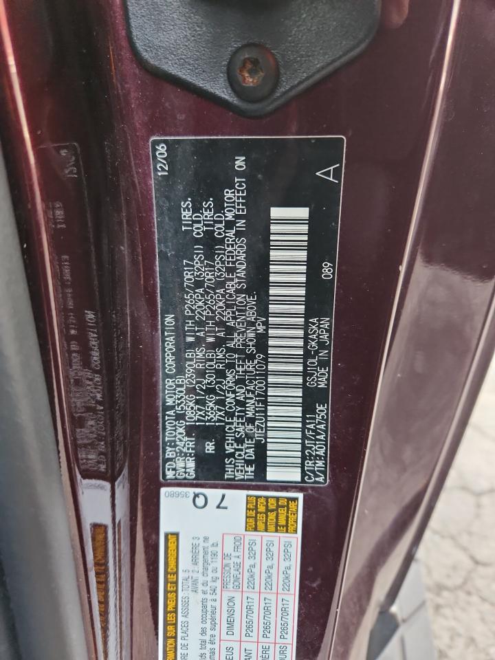 2007 Toyota Fj Cruiser VIN: JTEZU11F170011079 Lot: 83994285