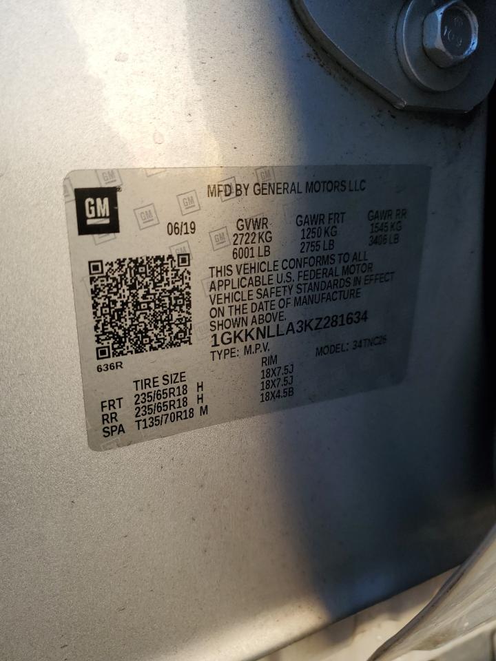 2019 GMC Acadia Sle VIN: 1GKKNLLA3KZ281634 Lot: 82316725