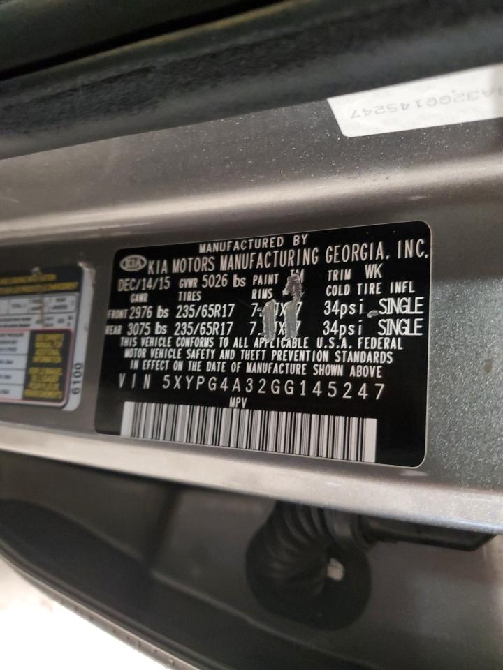 2016 Kia Sorento Lx VIN: 5XYPG4A32GG145247 Lot: 82761565