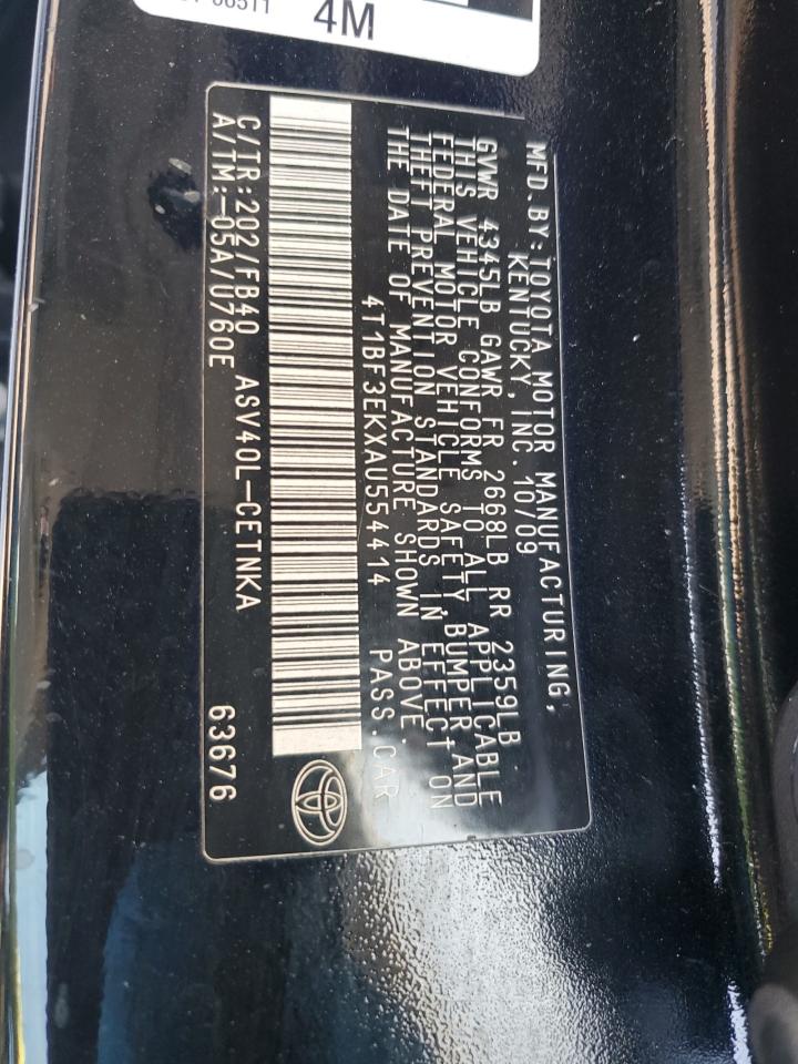 2010 Toyota Camry Base VIN: 4T1BF3EKXAU554414 Lot: 85133325