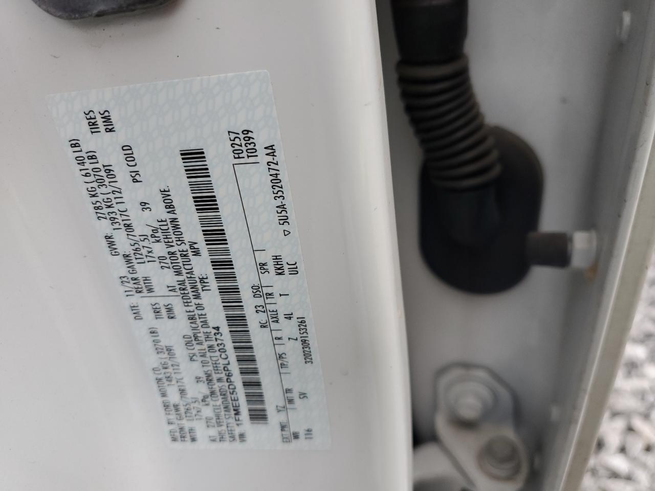 2023 Ford Bronco Base VIN: 1FMEE5DP6PLC03734 Lot: 90075215