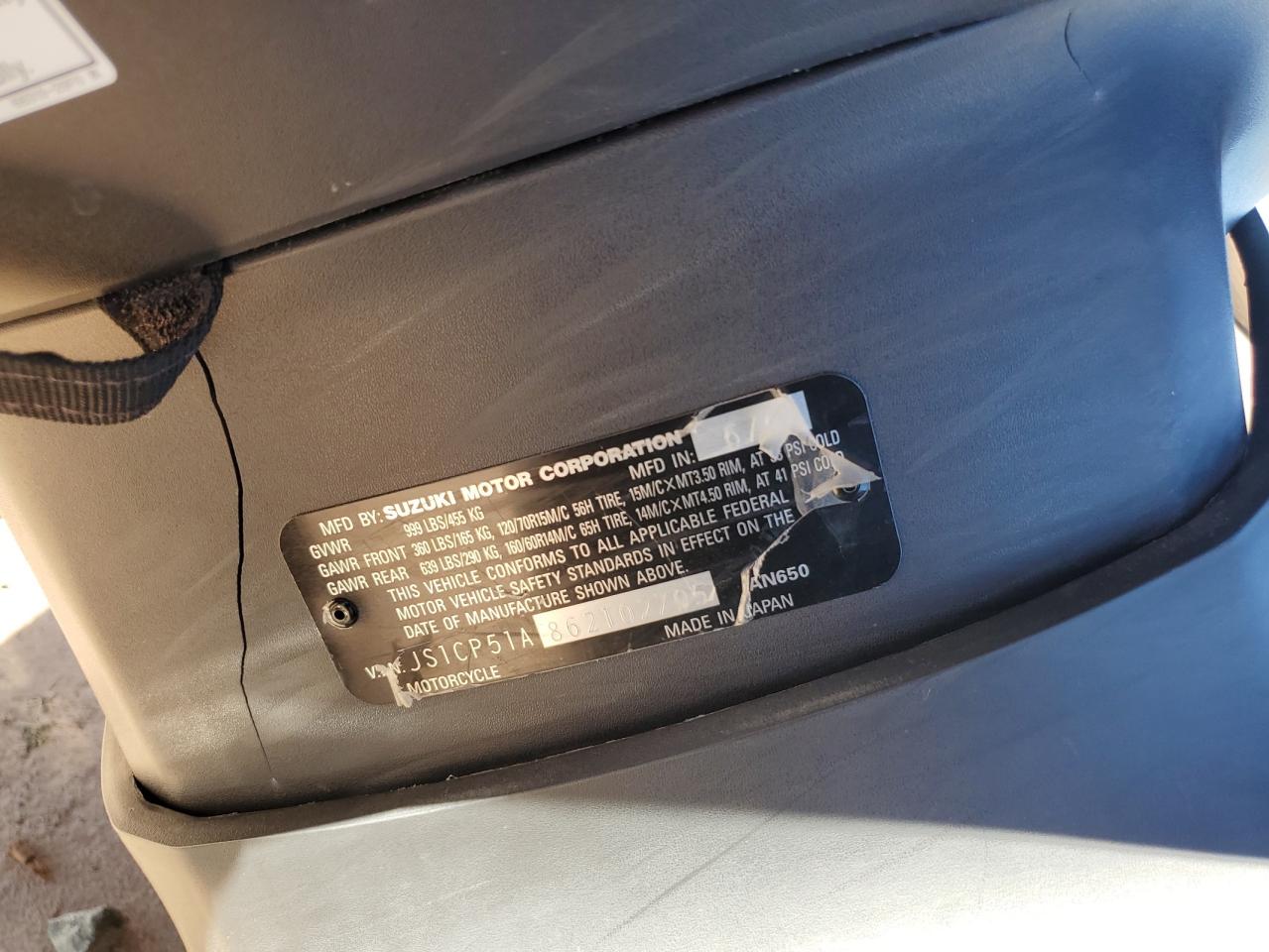 2006 Suzuki An650 K3 VIN: JS1CP51A862102795 Lot: 84980015