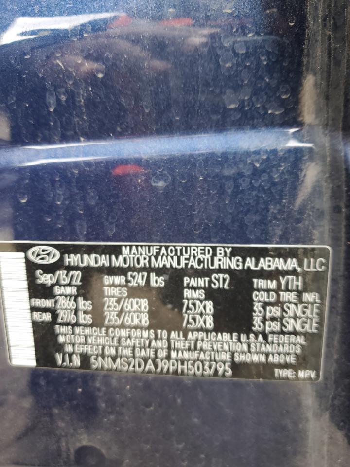 2023 Hyundai Santa Fe Sel VIN: 5NMS2DAJ9PH503795 Lot: 86278485