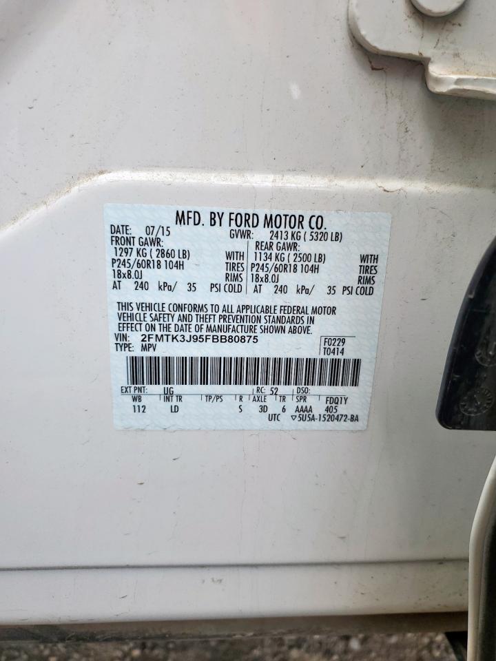 2015 Ford Edge Sel VIN: 2FMTK3J95FBB80875 Lot: 82004235