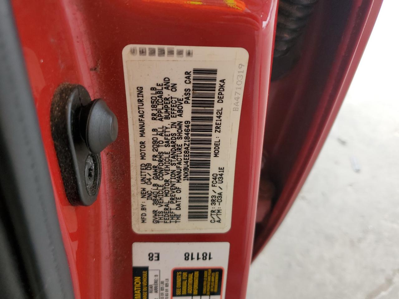 2010 Toyota Corolla Base VIN: 1NXBU4EE8AZ184649 Lot: 84633495
