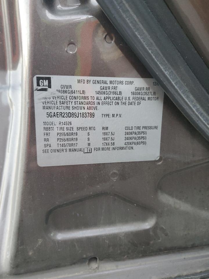 2009 Buick Enclave Cxl VIN: 5GAER23D89J183789 Lot: 90521575