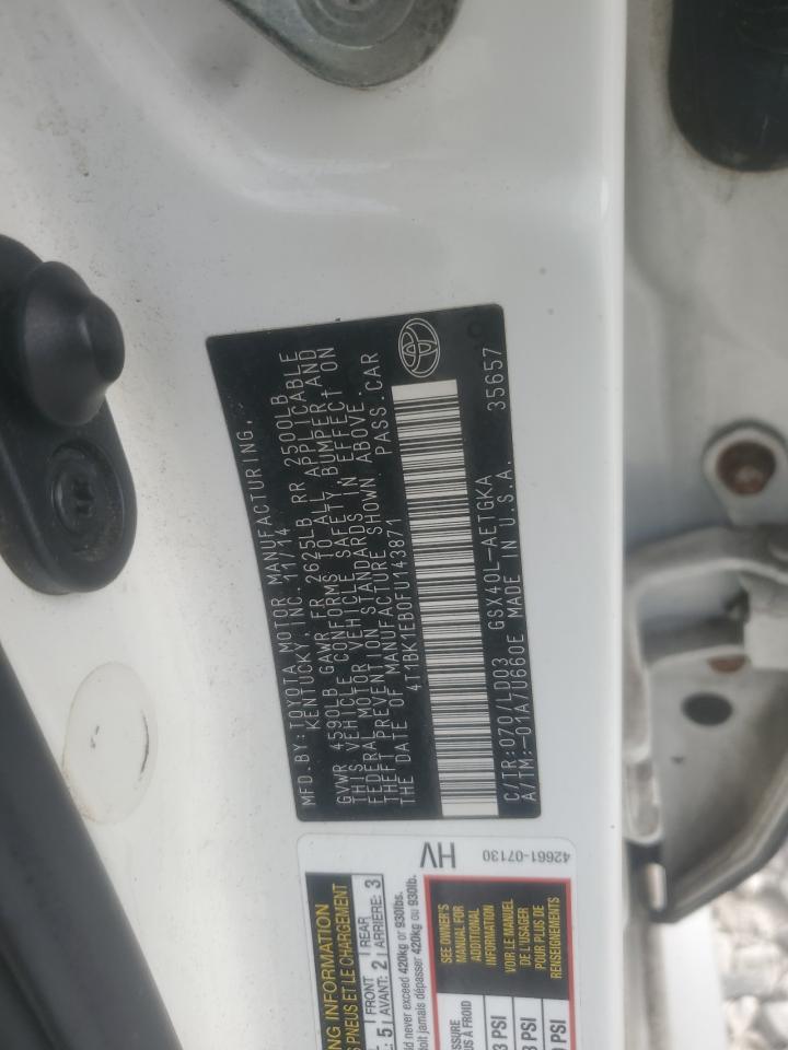 2015 Toyota Avalon Xle VIN: 4T1BK1EB0FU143871 Lot: 85360965