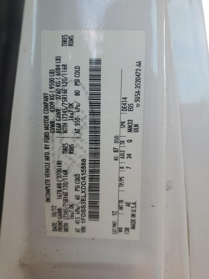 2013 Ford Econoline E350 Super Duty Van VIN: 1FDSS3ELXDDA15588 Lot: 84608645