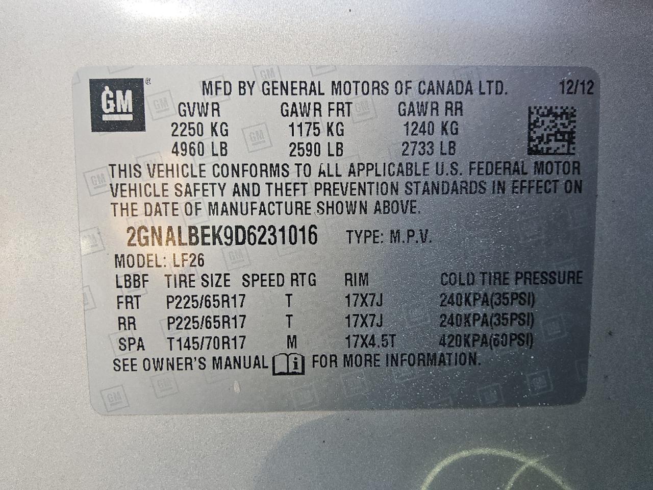 2013 Chevrolet Equinox Ls VIN: 2GNALBEK9D6231016 Lot: 81135675