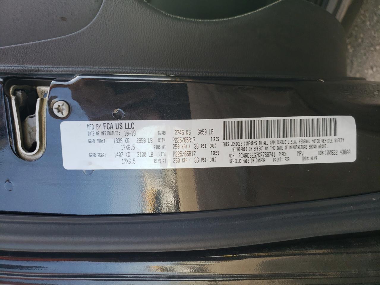 2019 Dodge Grand Caravan Gt VIN: 2C4RDGEG7KR768741 Lot: 81951245