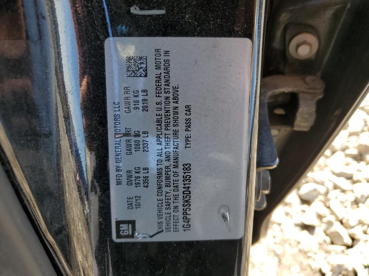 2013 Buick Verano VIN: 1G4PP5SK5D4135183 Lot: 82759485