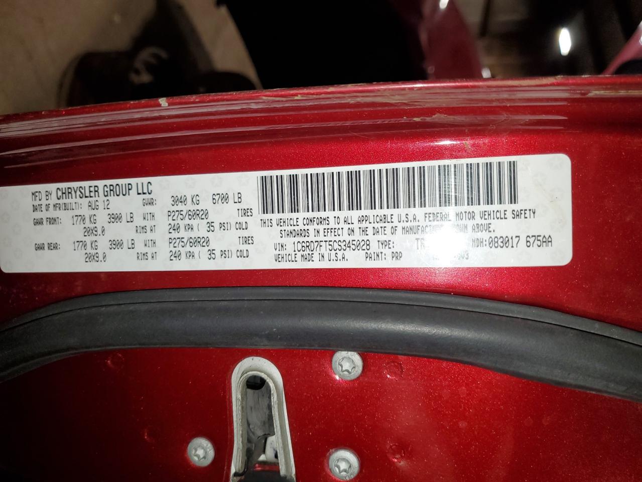 2012 Dodge Ram 1500 St VIN: 1C6RD7FT5CS345028 Lot: 87308205