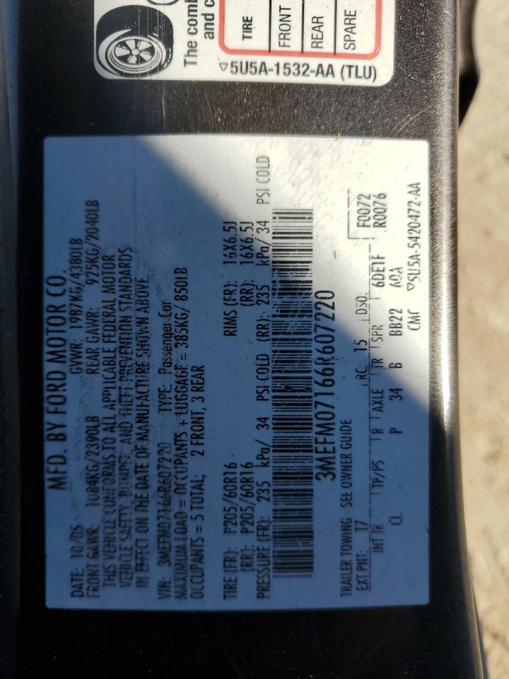 2006 Mercury Milan VIN: 3MEFM07166R607220 Lot: 82431865