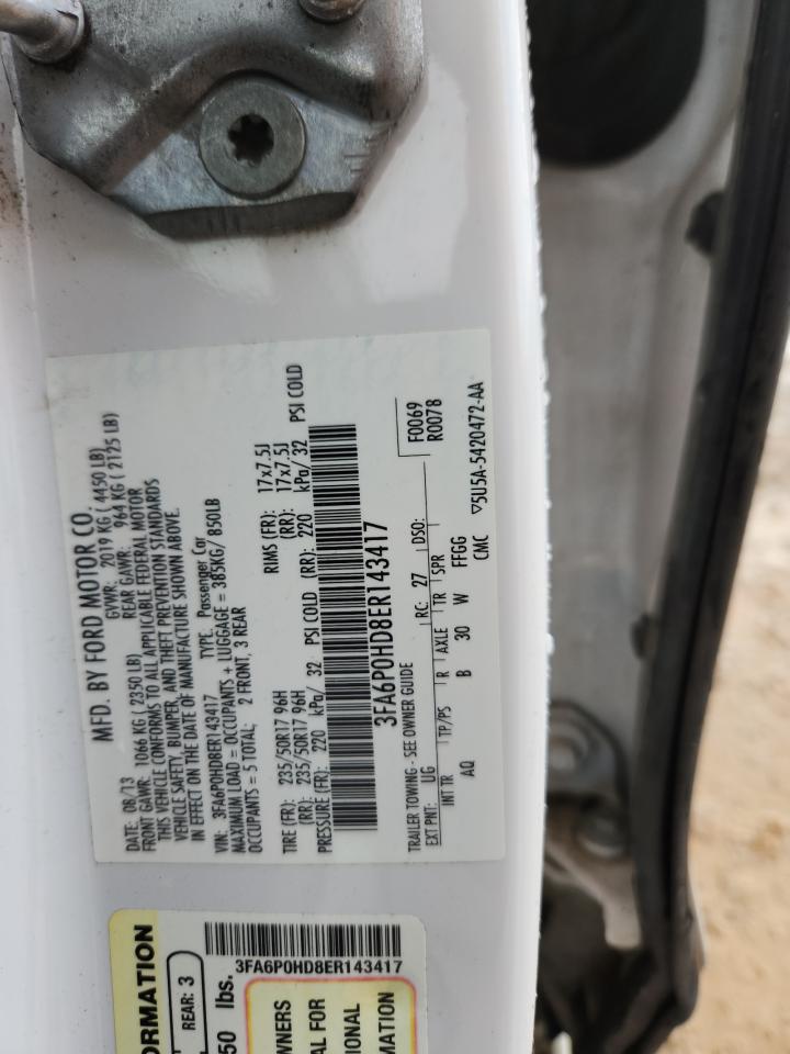 2014 Ford Fusion Se VIN: 3FA6P0HD8ER143417 Lot: 90619445