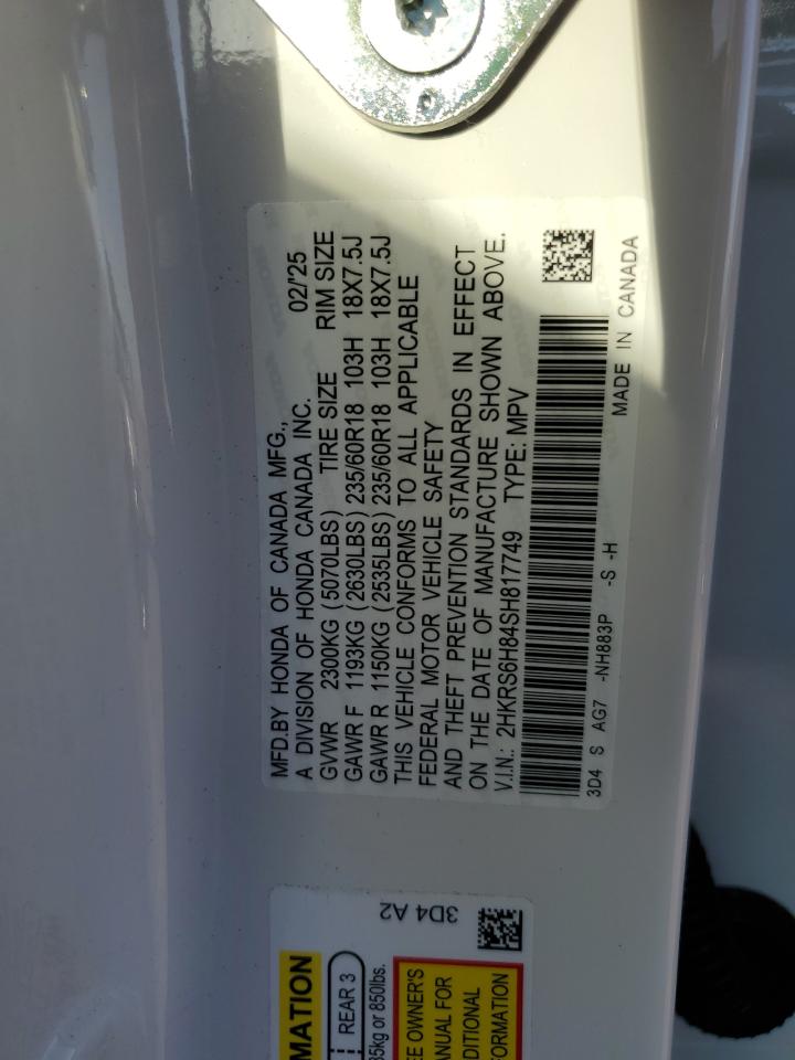 2025 Honda Cr-V Sport-L VIN: 2HKRS6H84SH817749 Lot: 84977015