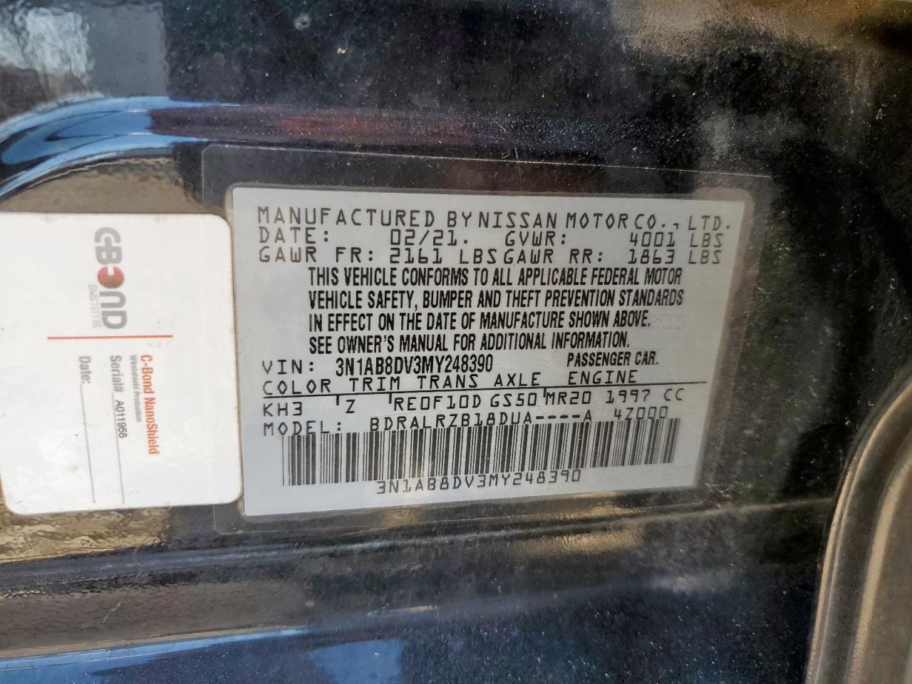 2021 Nissan Sentra Sr VIN: 3N1AB8DV3MY248390 Lot: 85673505