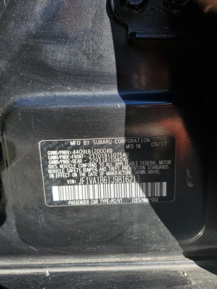 2018 Subaru Wrx VIN: JF1VA1B61J9816213 Lot: 86999575