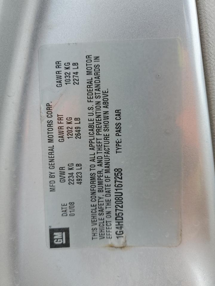 2008 Buick Lucerne Cxl VIN: 1G4HD57208U167258 Lot: 81982765