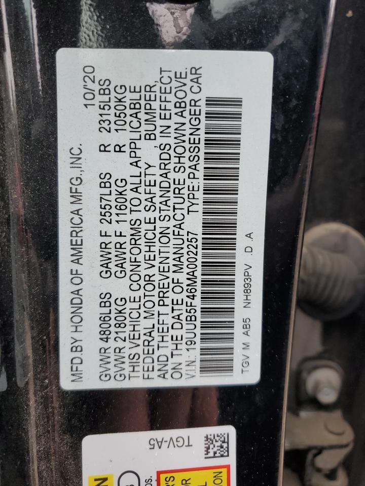 2021 Acura Tlx Technology VIN: 19UUB5F46MA002257 Lot: 86587165