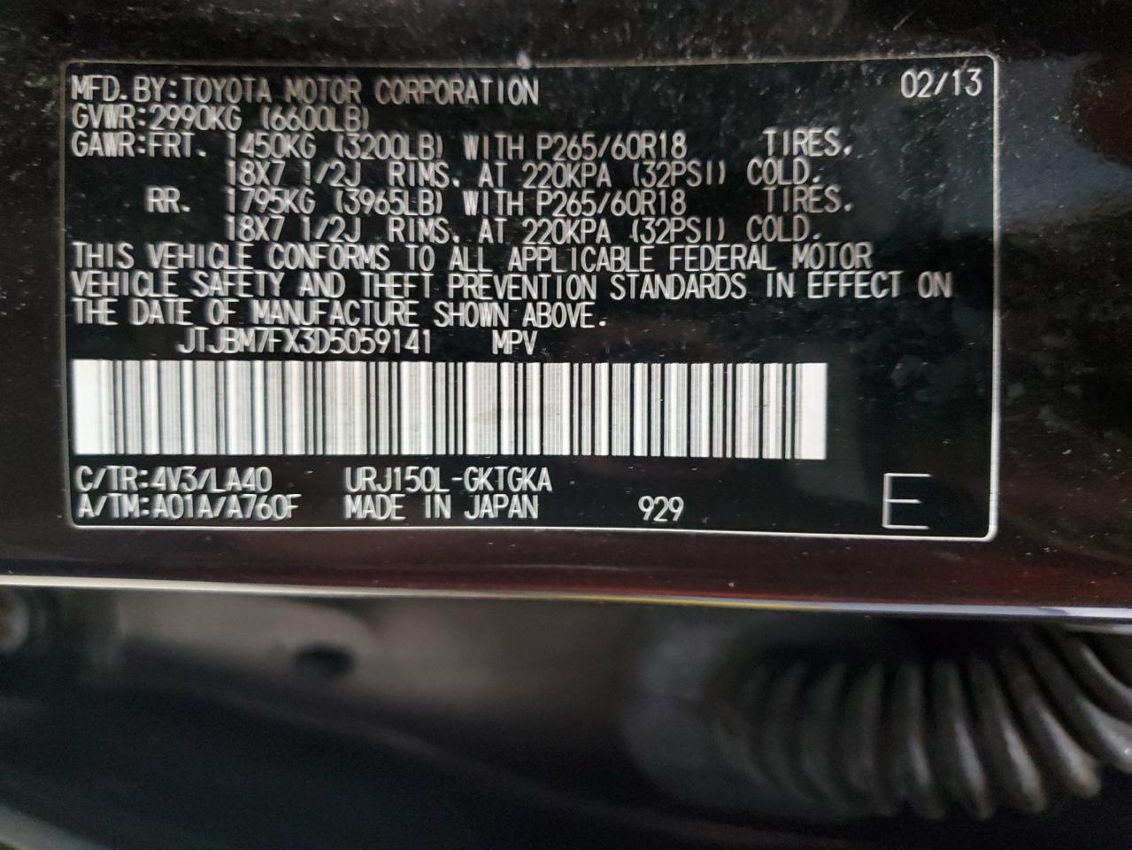 2013 Lexus Gx 460 VIN: JTJBM7FX3D5059141 Lot: 85472465