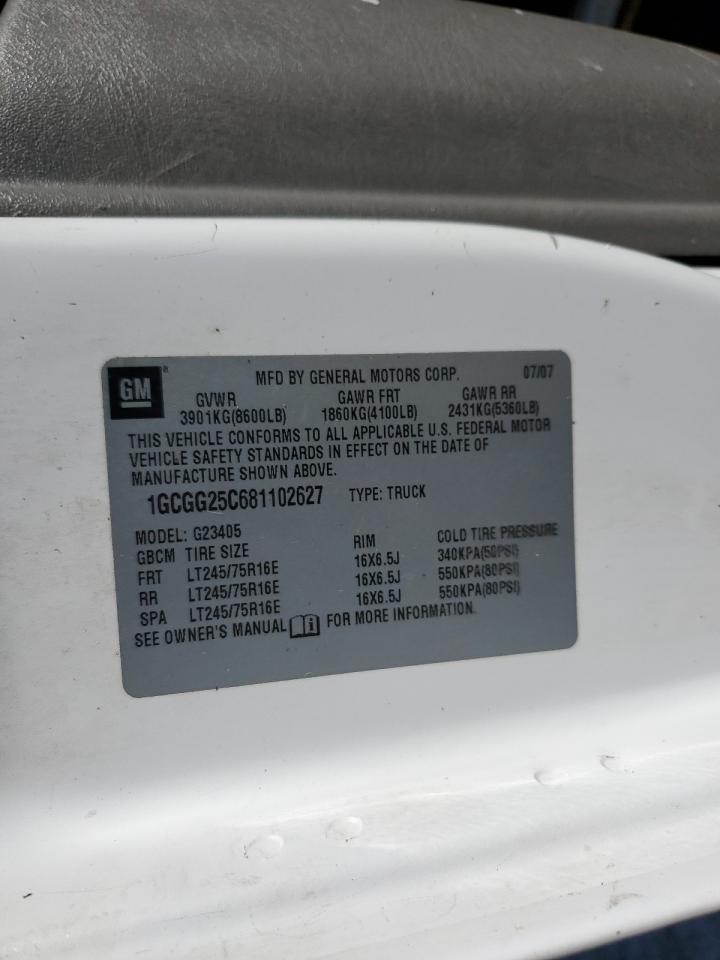 2008 Chevrolet Express G2500 VIN: 1GCGG25C681102627 Lot: 84625995